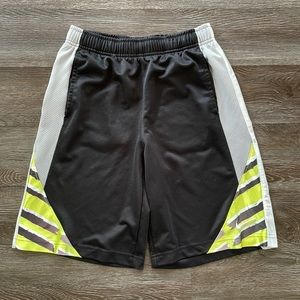 Nike Dri Fit Boys Athletic Shorts Black with Neon Yellow